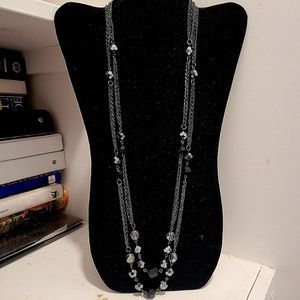 Premier Design 60" Double Strand Necklace- Faceted Beading-Black Metal